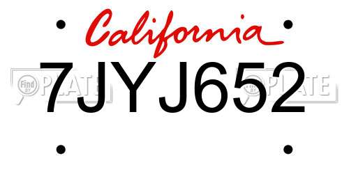 7JYJ652 California License Plate