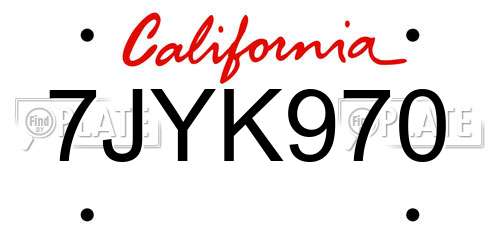 7JYK970 California License Plate