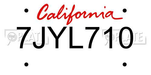 7JYL710 California License Plate