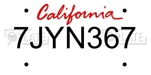 7JYN367 California License Plate