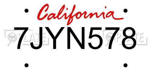 7JYN578 California License Plate