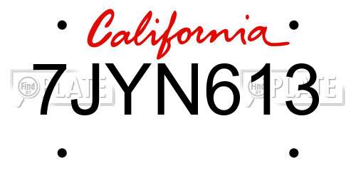 7JYN613 California License Plate