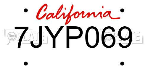 7JYP069 California License Plate