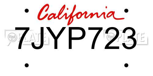 7JYP723 California License Plate