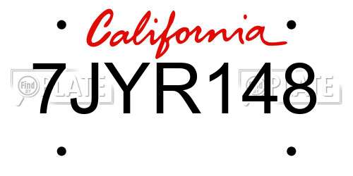 7JYR148 California License Plate