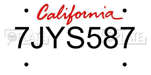 7JYS587 California License Plate