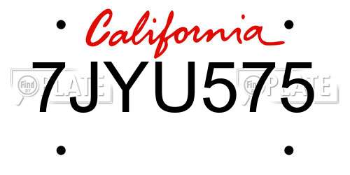 7JYU575 California License Plate
