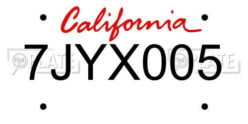 7JYX005 California License Plate