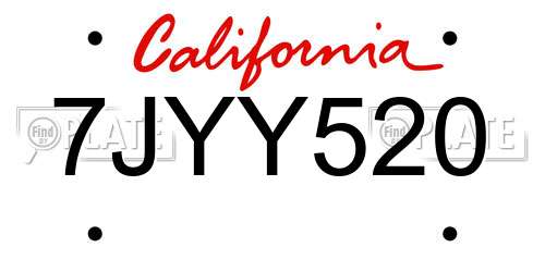 7JYY520 California License Plate