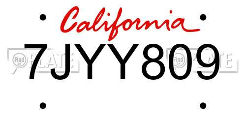 7JYY809 California License Plate