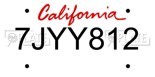 7JYY812 California License Plate