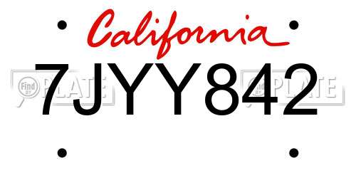 7JYY842 California License Plate