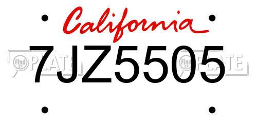 7JZ5505 California License Plate