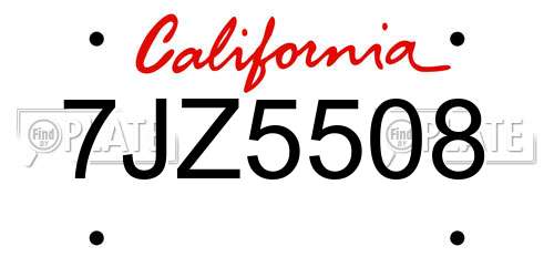 7JZ5508 California License Plate