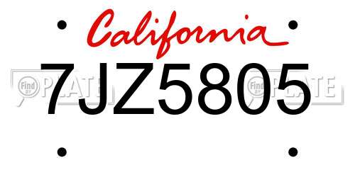 7JZ5805 California License Plate