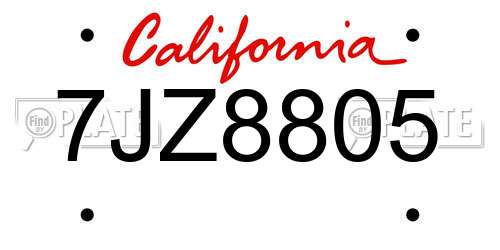 7JZ8805 California License Plate