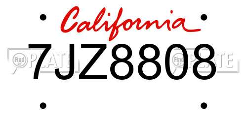 7JZ8808 California License Plate