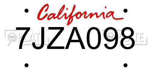 7JZA098 California License Plate