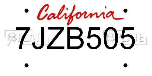 7JZB505 California License Plate