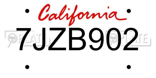 7JZB902 California License Plate
