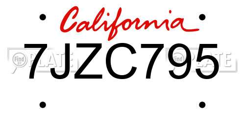 7JZC795 California License Plate