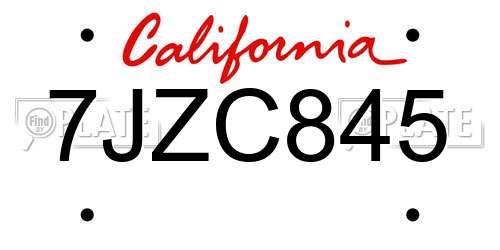 7JZC845 California License Plate