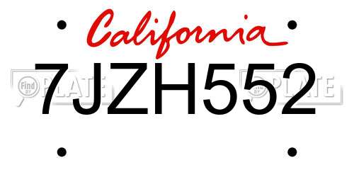 7JZH552 California License Plate