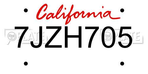 7JZH705 California License Plate