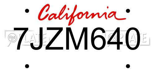 7JZM640 California License Plate