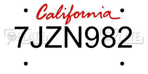 7JZN982 California License Plate