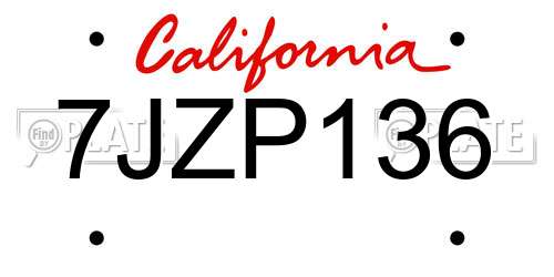 7JZP136 California License Plate
