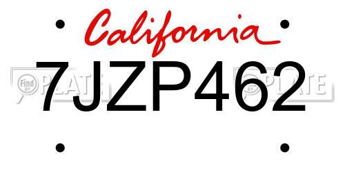 7JZP462 California License Plate
