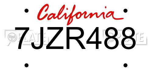 7JZR488 California License Plate