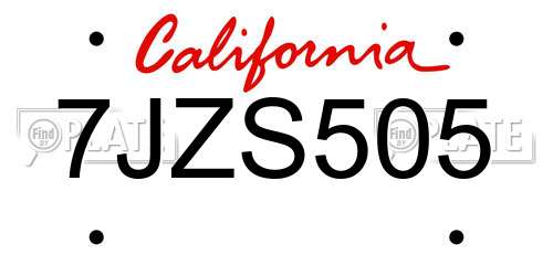 7JZS505 California License Plate
