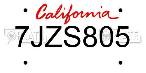 7JZS805 California License Plate