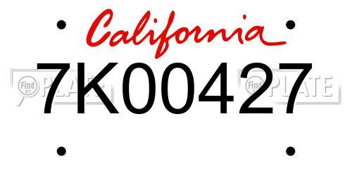 7K00427 California License Plate