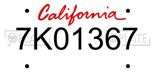 7K01367 California License Plate