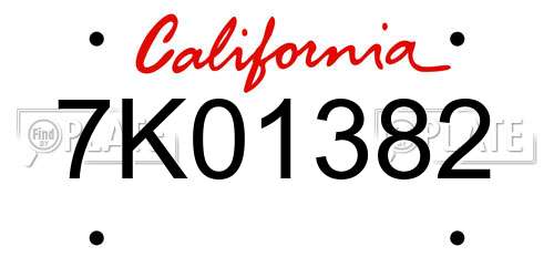 7K01382 California License Plate