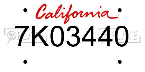 7K03440 California License Plate