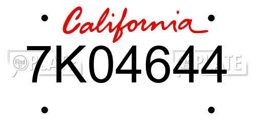 7K04644 California License Plate
