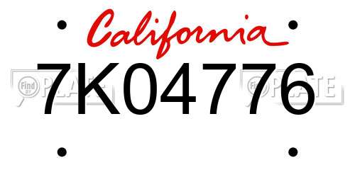 7K04776 California License Plate