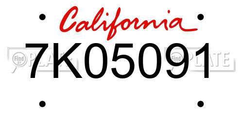 7K05091 California License Plate