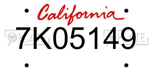 7K05149 California License Plate