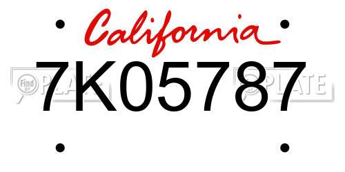 7K05787 California License Plate