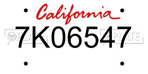 7K06547 California License Plate