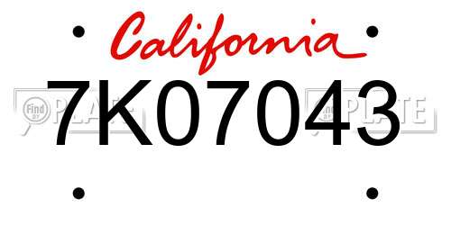 7K07043 California License Plate