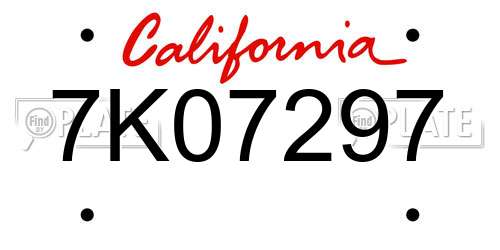 7K07297 California License Plate