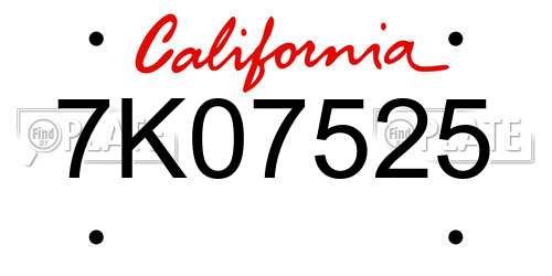 7K07525 California License Plate