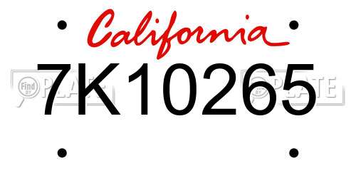 7K10265 California License Plate