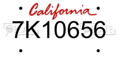 7K10656 California License Plate